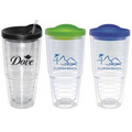 Double Wall Acrylic Cup with Straw/ 24 Oz. - Clear Body with Lid